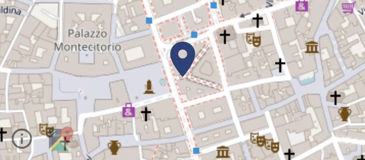 Mappa di Via del Corso, Roma, con la posizione della farmacia